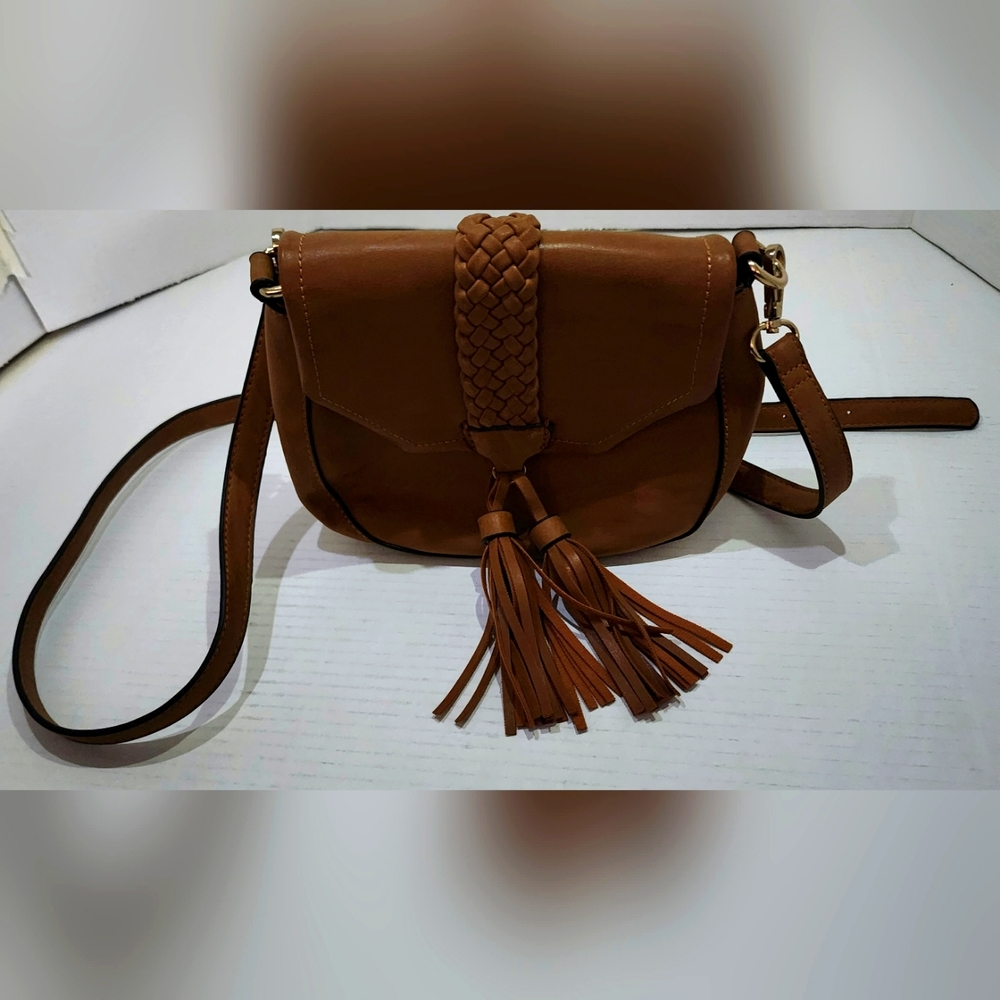 Mellow World Brown Crossbody Tassel and Braided Purse‎